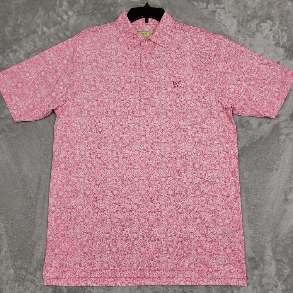 Donald Ross Sportswear Men's Small Pink Floral Print Golf Polo Shirt (NWOT)